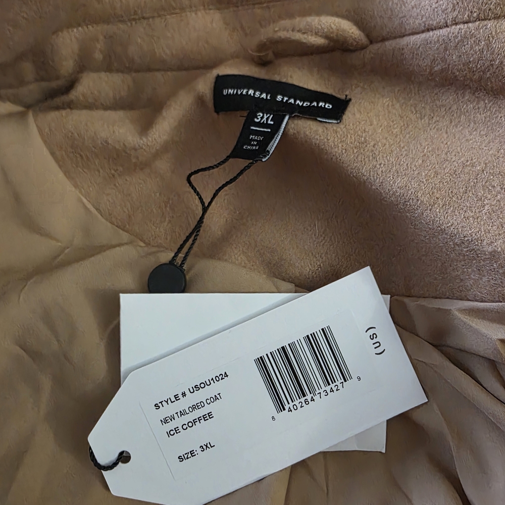 Universal Standard 3XL Tailored Coat Ice Coffee Wool Blend Single Button. New - Picture 4 of 5